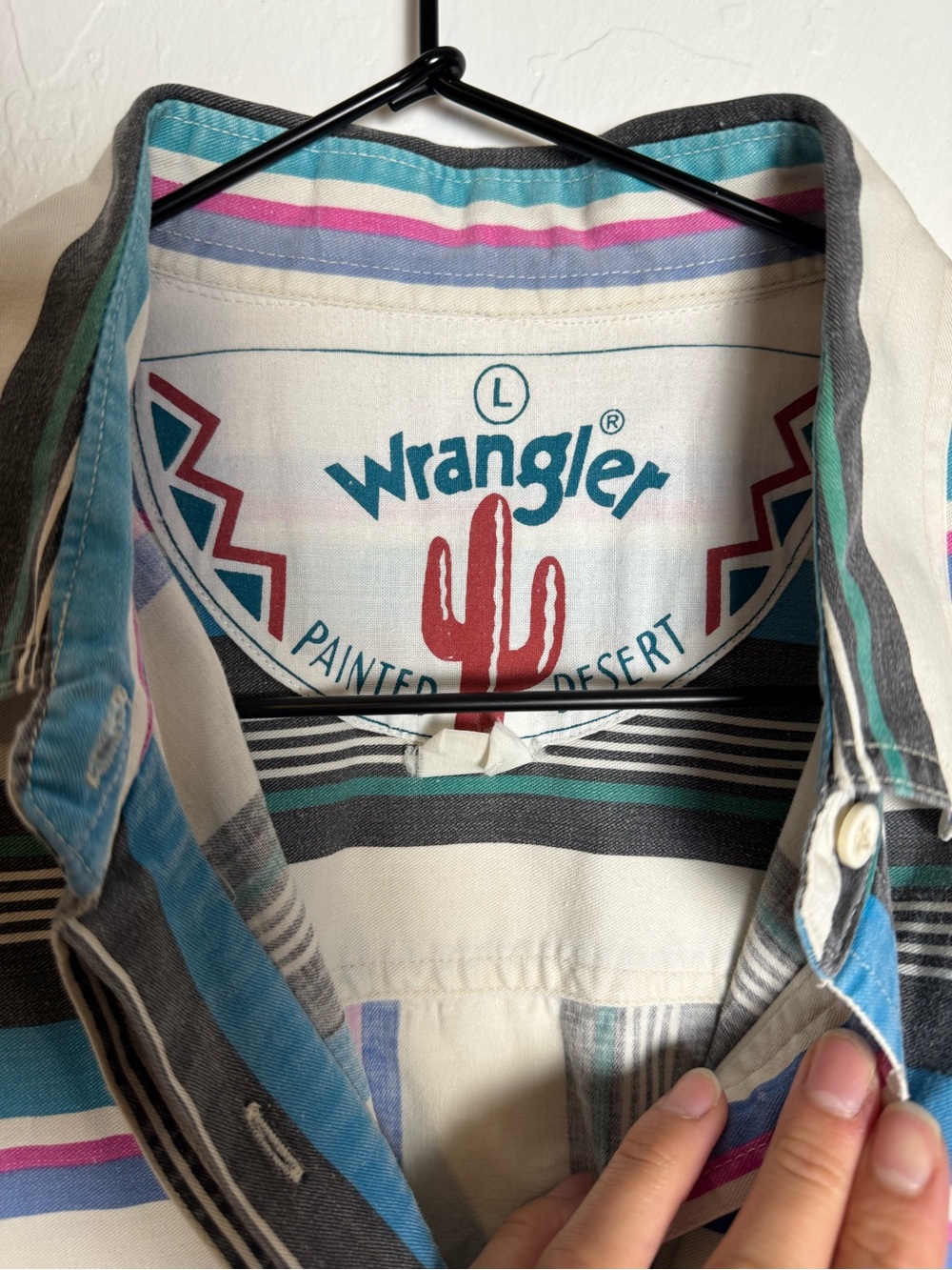 Vintage 90s Wrangler Painted Desert Striped Western Button Up Shirt - Picture 5 of 13